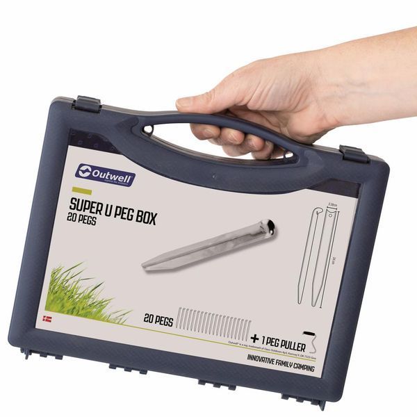 Комплект колышков Outwell Super U Peg Box 24 см 20 шт Silver (928777) U0515740 фото