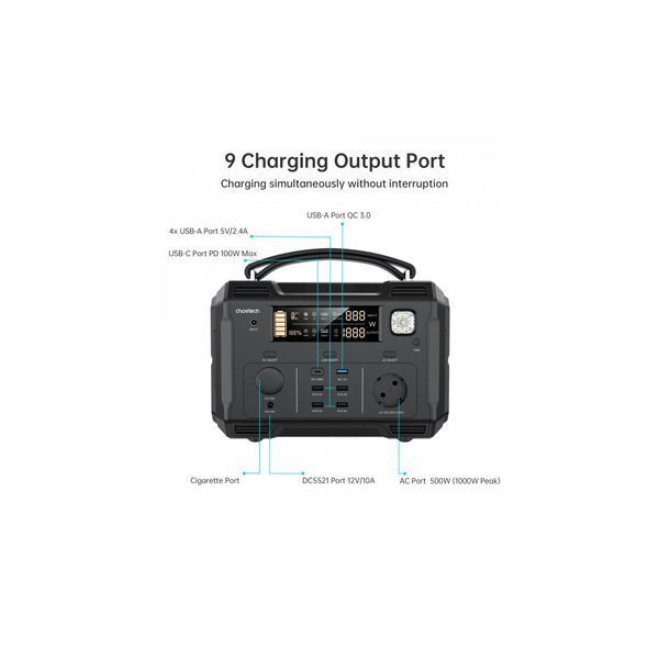 Зарядна станція Choetech BS004-EU-BK, 500W (BS004-EU-BK) U0817174 фото
